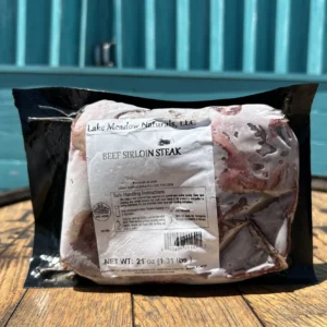 Lake Meadows Farm pasture raised grass fed sirloin steak